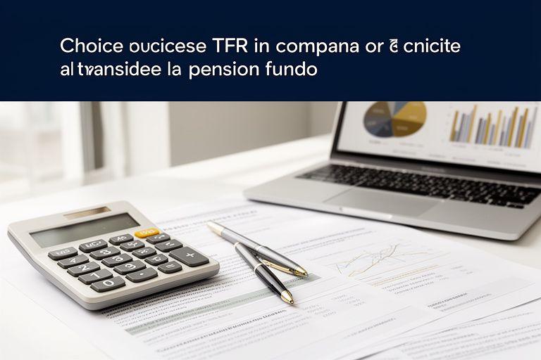 Documento finanziario e calcolatrice per valutare TFR in azienda o fondo pensione